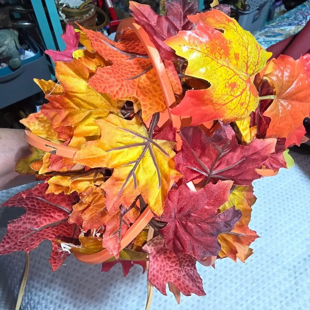 WROUGHT IRON FALL PUMPKIN LEAVES LIGHTED COUNTRY DECOR